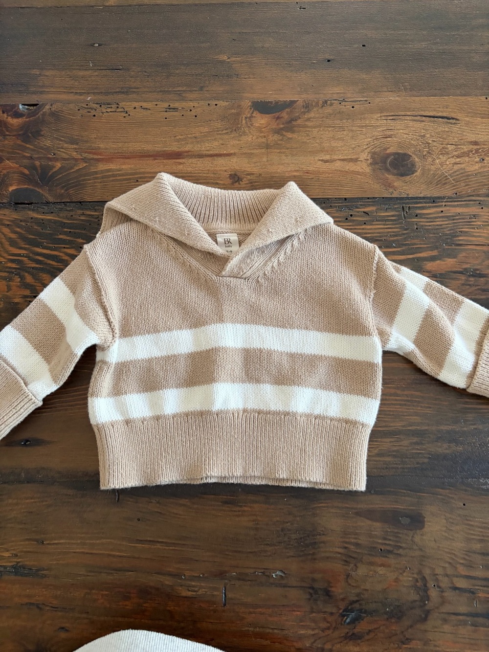 Banana Republic Beige and White Striped Kids Sweater Hoodie